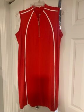Red Sleeveless Zip-Front Women's Dress